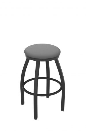 Holland's Misha #x802 Big and Tall Backless Swivel Stool in Pewter Metal Finish and Gray Seat Cushion