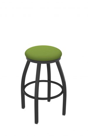 Holland's Misha #x802 Big and Tall Backless Swivel Stool in Pewter Metal Finish and Green Seat Cushion