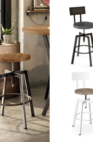 Amisco's Architect Industrial Metal Bar Stool with Metal Back