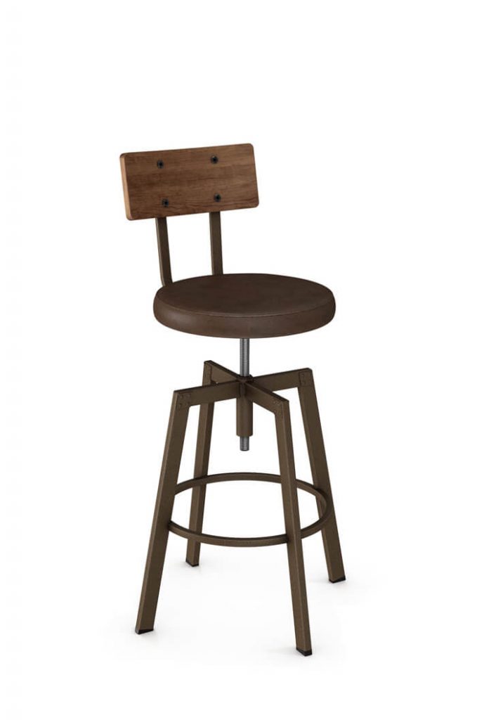 Amisco Architect Adjustable Swivel Counter Stool in Brown