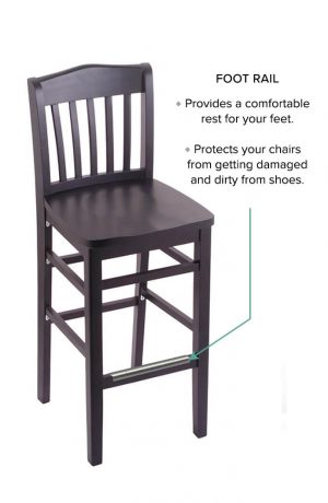 3110 Hampton Black Wood Stool with Chrome Foot Rail