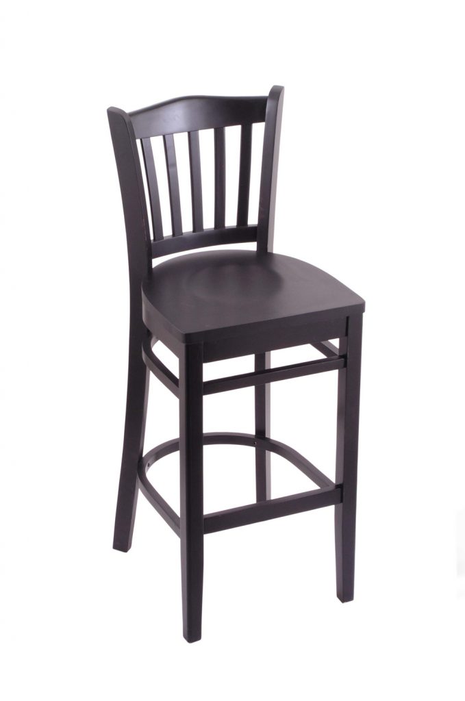 Holland's #3120 Hampton All Black Wood Stool with Backrest and Footrest