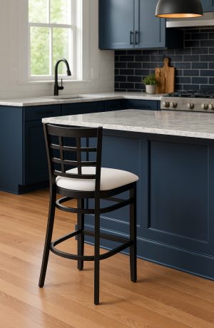 Holland's 3130 Hampton Black Wood Bar Stool in Modern Blue Kitchen