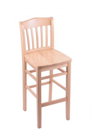 Holland's #3110 Hampton Stationary Wooden Bar Stool with Back in Natural Wood Finish