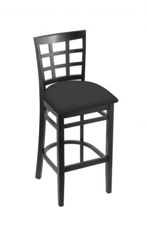 Holland's Hampton 3130 Barstool with Back in Black Wood and Black Seat Cushion