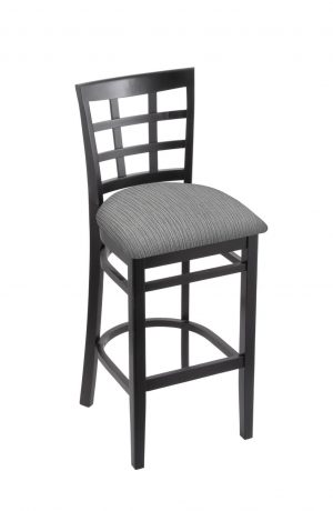 Holland's Hampton 3130 Barstool with Back in Black Wood and Gray Seat Cushion