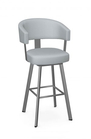 Amisco's Grissom Modern Silver Swivel Bar Stool with Light Blue Vinyl