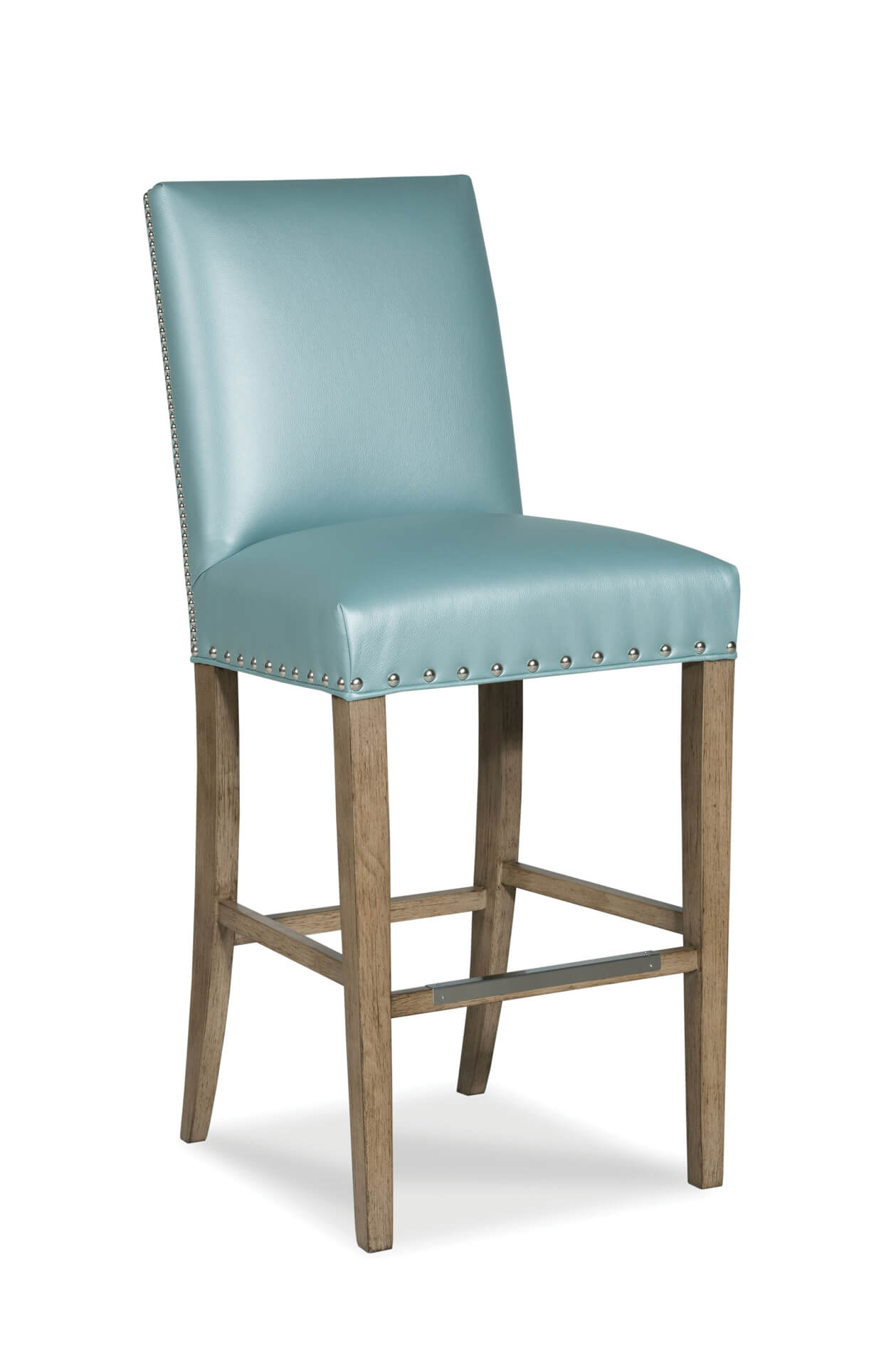 Fairfield S Evans Upholstered Wood, Teal Leather Bar Chairs