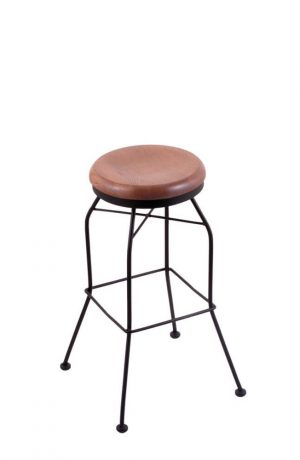 Holland #3020 Backless Swivel Stool in Wood Finish, Medium Oak