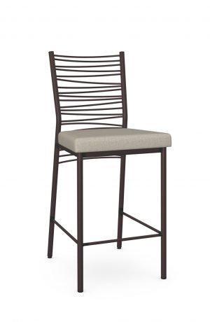 Amisco's Crescent Modern Stationary Bar Stool with Zig Zag Back Design