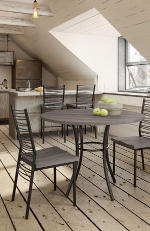 Amisco Crescent Bar Stools and Chairs in Modern Industrial Kitchen