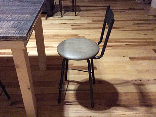 Amisco's Crystal Swivel Stool in 51 Harley metal finish and DP Panache seat cushion