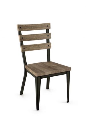 Amisco's Dexter Side Chair with Wood Seat and Hammered Wood Backrest