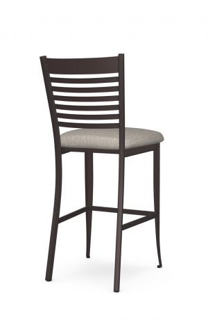 Amisco's Edwin Stationary Transitional Espresso Bar Stool with Ladder Back Design - Back View