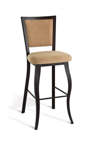 Amisco's Juliet Traditional Elegant Metal Bar Stool with Upholstered Back and Seat and Cabriole Legs