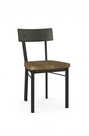 Amisco's Lauren Industrial Modern Dining Chair with Screws on Metal Back and Wood Seat
