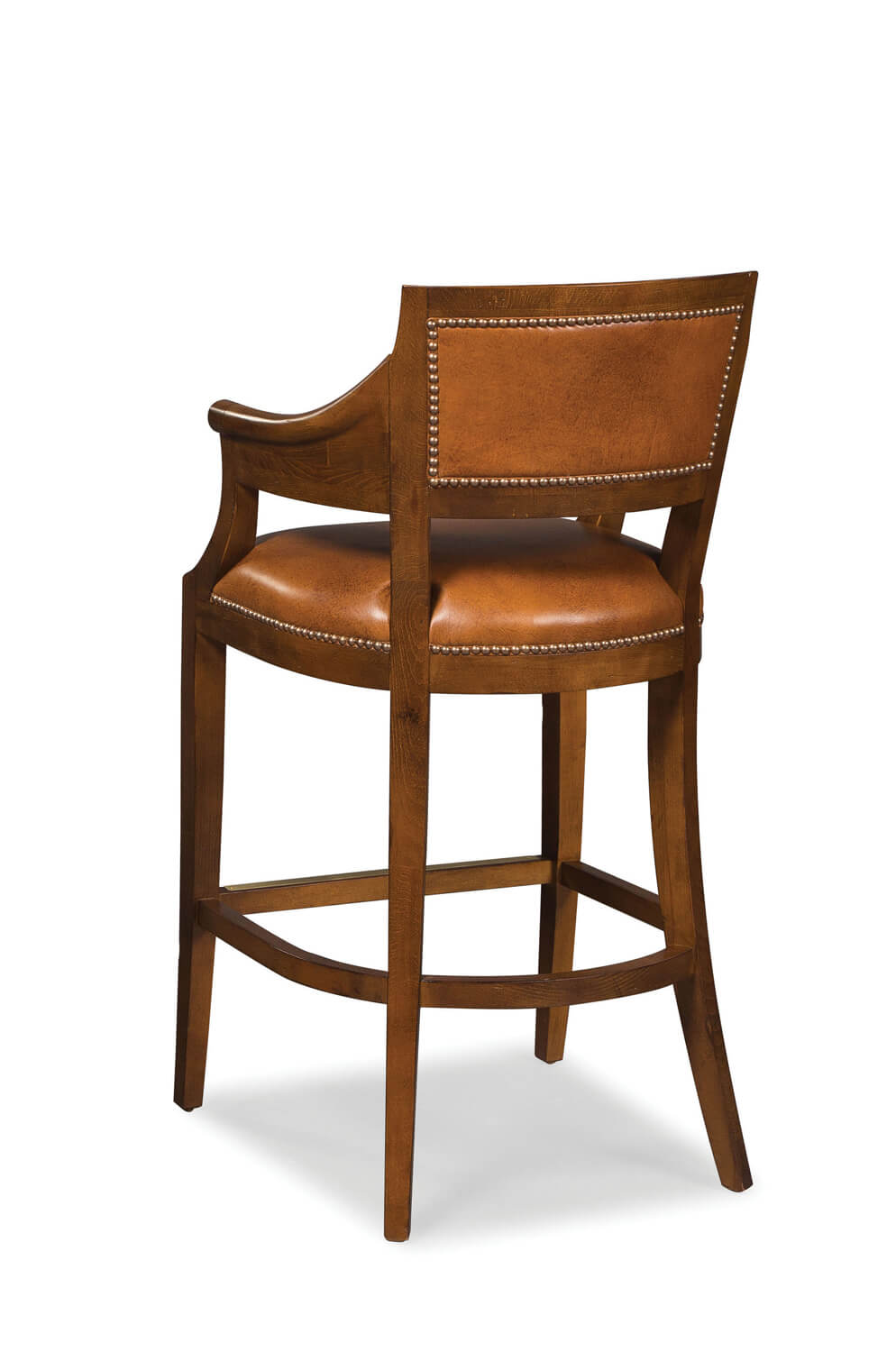 Gilroy Game Room Barstool With Arms, Bar Stools With Nailhead Leather