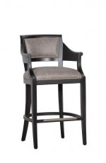 Fairfield's Gilroy Modern Wood Bar Stool in Brown with Arms and Nailhead Trim