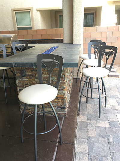 Trica's Martini Swivel Bar Stools on Customer's Patio Bar