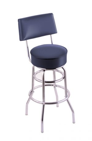 Holland Bar Stool's C7C4 Classic Series Blue and Chrome Swivel Bar Stool with Back