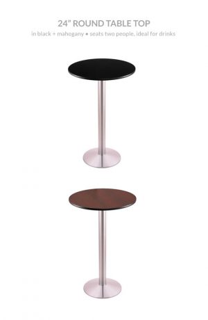 Holland's 214-16 Stainless Steel 24" Round Table in Black and Mahogany