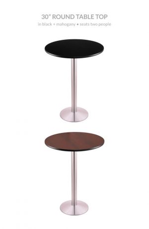 Holland's 214-16 Stainless Steel 30" Round Table in Black and Mahogany
