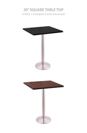 Holland's 214-16 Stainless Steel 30" Square Table in Black and Mahogany