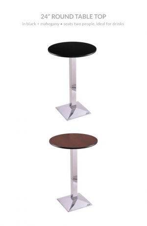 Holland's 217 Chrome Table with 24" Round Top in Black and Mahogany