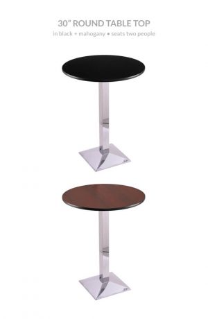 Holland's 217 Chrome Table with 30" Round Top in Black and Mahogany