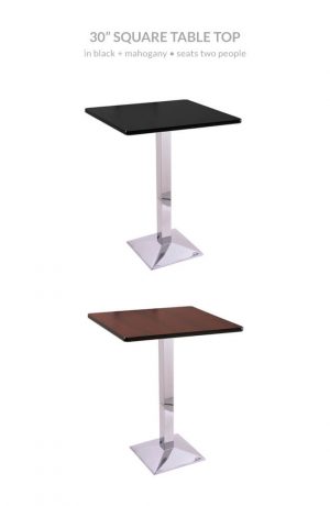 Holland's 217 Chrome Table with 30" Square Top in Black and Mahogany