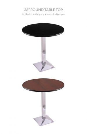 Holland's 217 Chrome Table with 36" Round Top in Black and Mahogany
