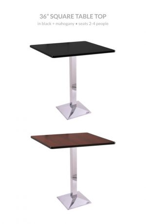 Holland's 217 Chrome Table with 36" Square Top in Black and Mahogany