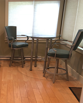 Laguna Swivel Stools with the Burnet Pub Table by Customer