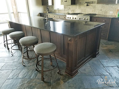 Wesley Allen's Everton Backless Swivel Stools in Customer Kitchen