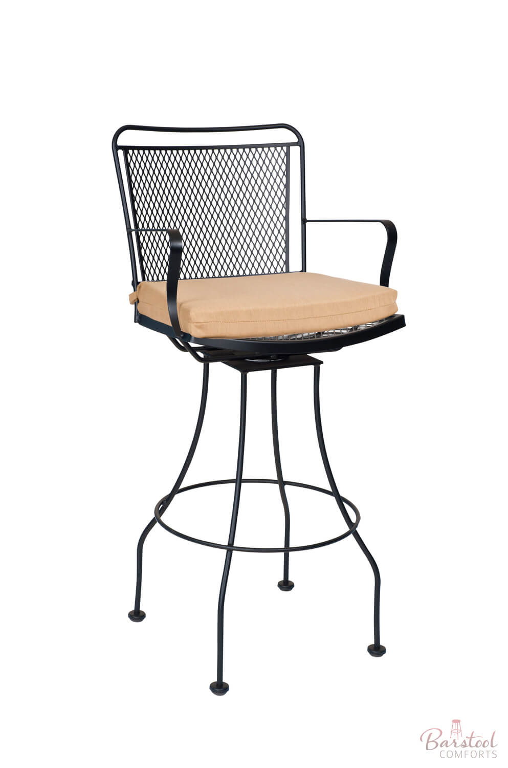 Constantine Outdoor Iron Swivel Bar Stool with Arms
