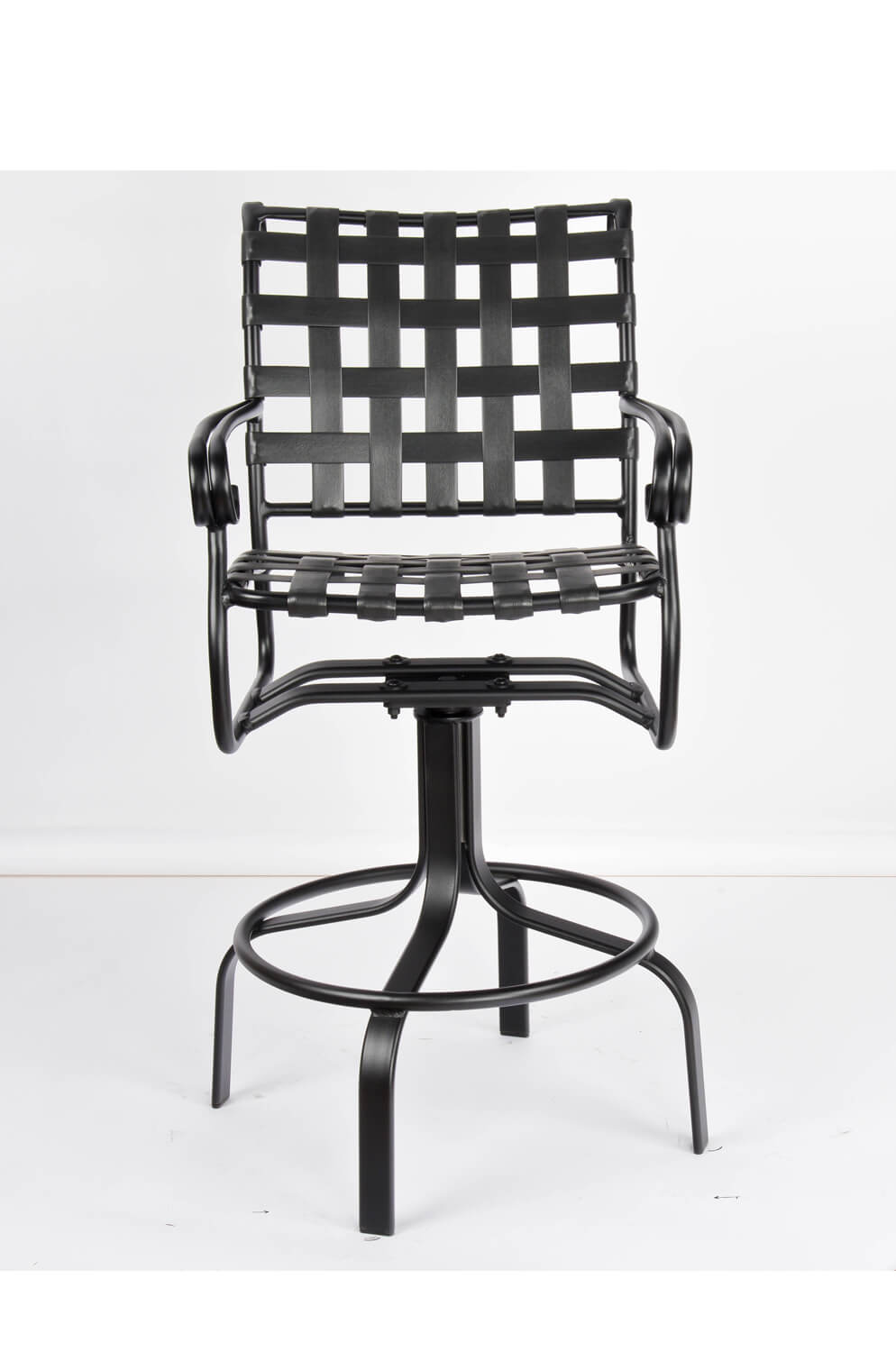 woodard s ramsgate outdoor aluminum swivel bar stool w back strap