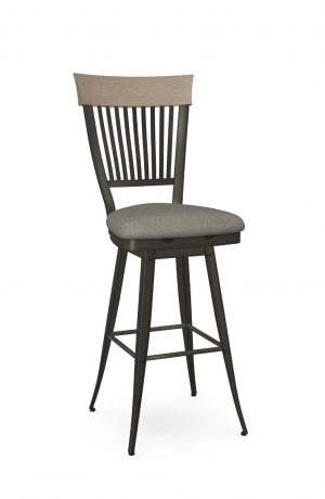 Amisco's Annabelle Dark Brown Transitional Bar Stool with Natural Wood Back