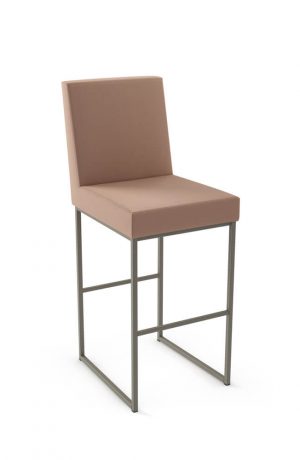 Amisco's Darlene Upholstered Stationary Bar Stool with Thick Cushioning and Sled Base