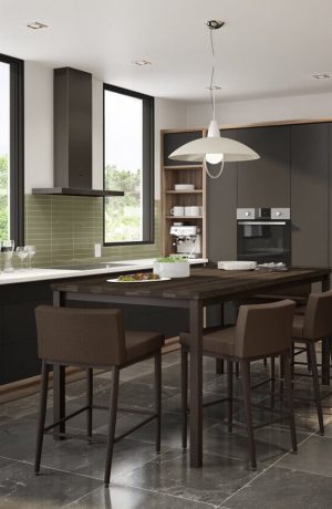 Amisco's Hanson Barstools Near Kitchen Island in Modern, Urban Kitchen
