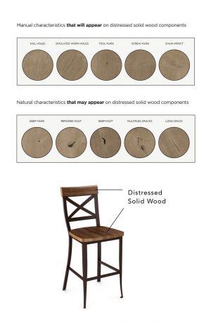 Amisco Kyle Bar Stool with Distressed Solid Wood Back and Seat