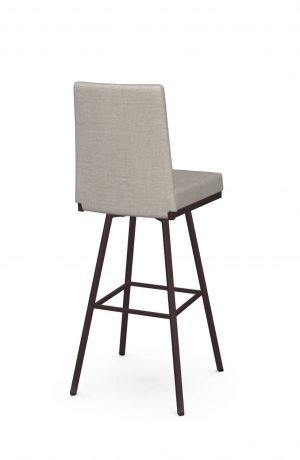 Amisco's Luna Brown Swivel Modern Bar Stool with Channel Quilting on Back - View of Back