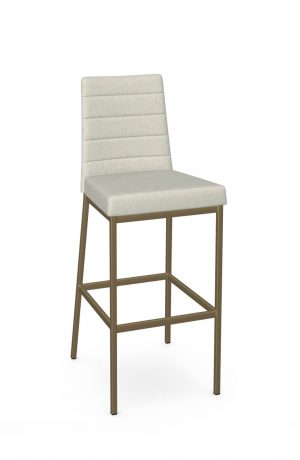 Amisco's Luna Modern Gold Stationary Bar Stool with Channel Quilting on Back
