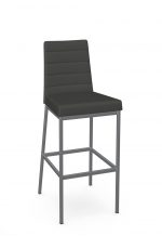 Amisco's Luna Modern Gray and Silver Bar Stool with Back