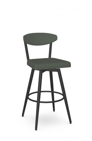 Amisco's Wilbur Green Scandinavian Swivel Bar Stool with Back