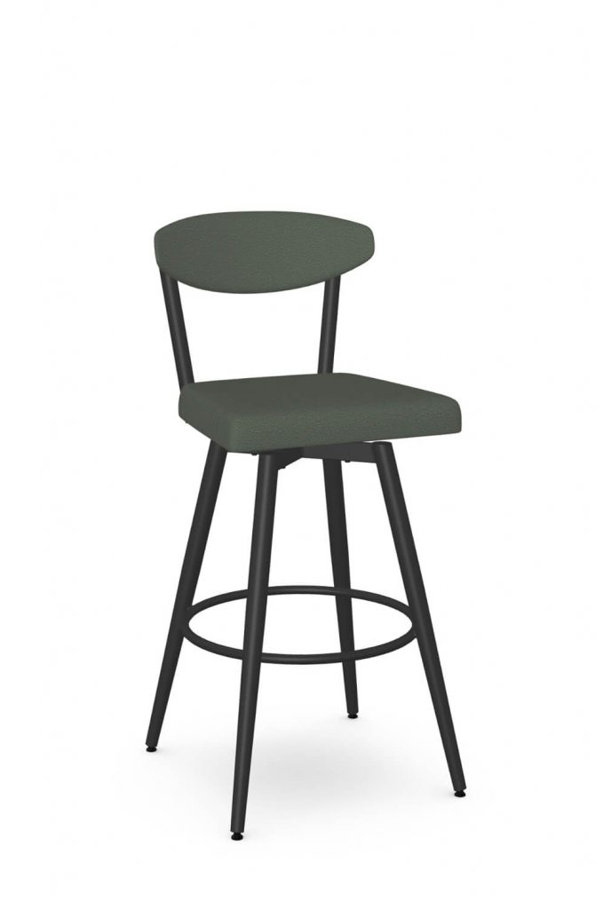 Amisco's Wilbur Green Scandinavian Swivel Bar Stool with Back
