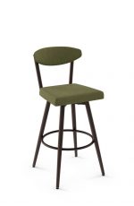 Amisco's Wilbur Scandinavian Upholstered Swivel Barstool with Bean-Shaped Back and Square Seat