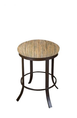 Wesley Allen's Bali Metal Backless Swivel Stool with Round Seat Cushion