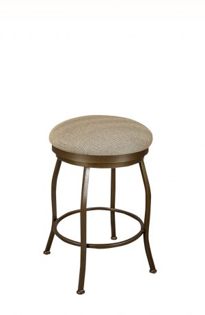 Wesley Allen's Berkeley Backless Bronze Swivel Bar Stool with Tan Seat Fabric