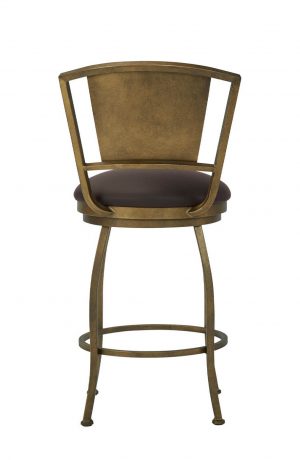 Wesley Allen's Berkeley Brass Swivel Bar Stool with Back - Back View
