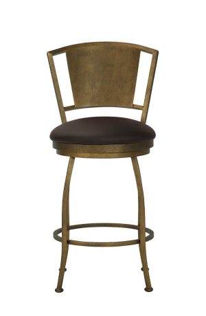 Wesley Allen's Berkeley Brass Swivel Bar Stool with Back - Front View